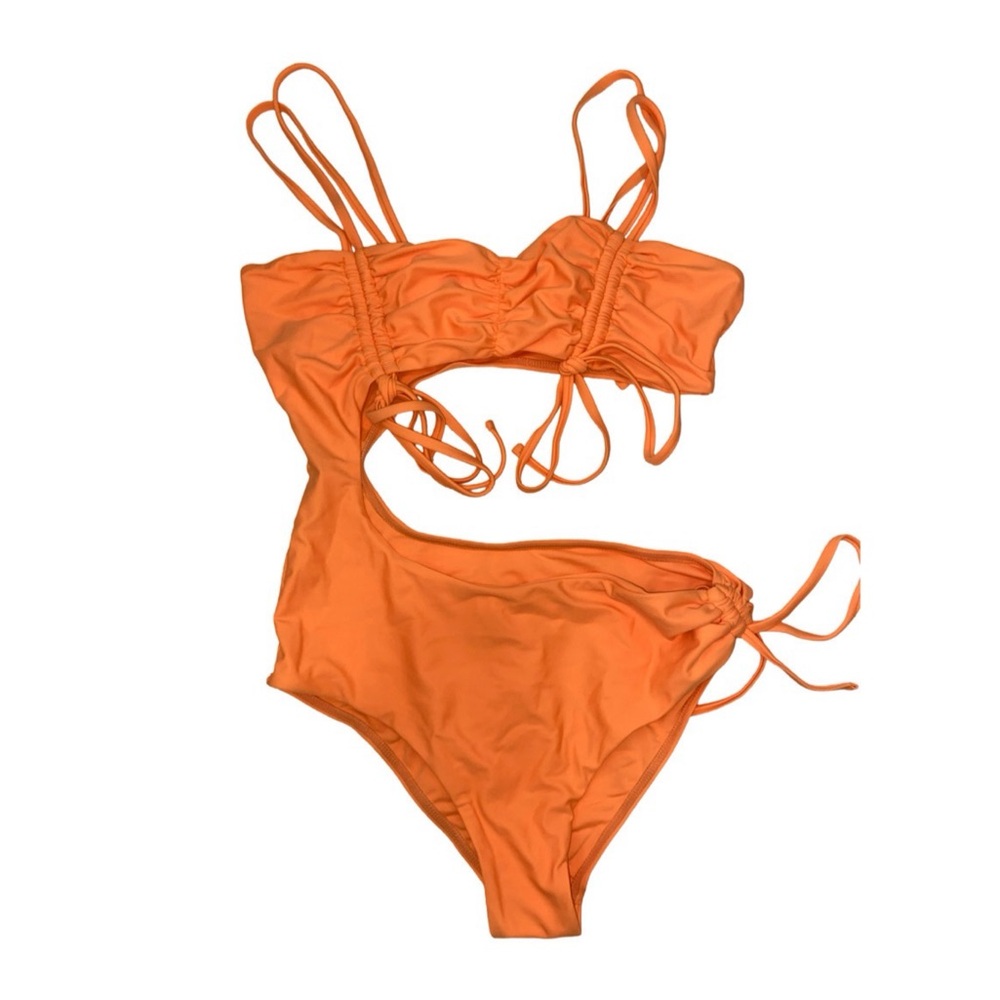 Women's orange one piece bathing suit